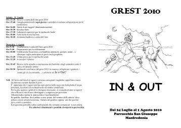 Programma del Grest - Parrocchia  "San Giuseppe" in Manfredonia