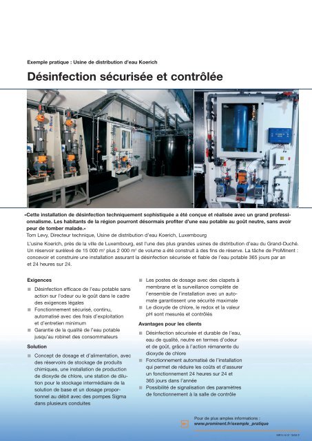 Brochure - Alimentation en eau potable