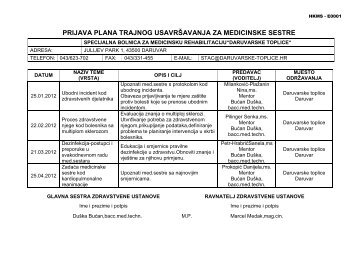 Prijava plana trajne edukacije za medicinske sestre