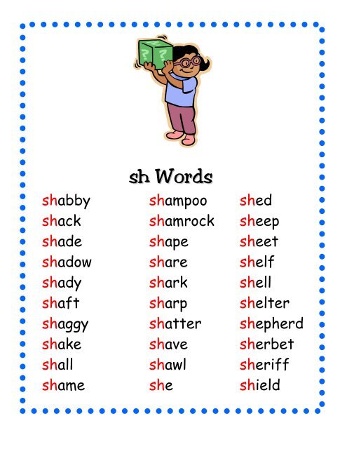 Sh Words Word Way