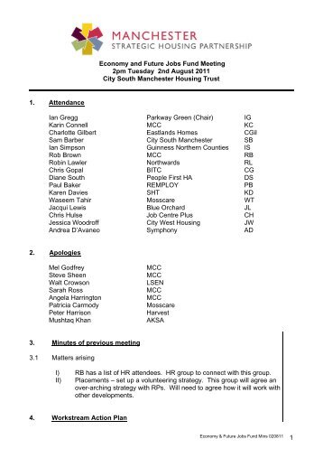 Minutes - Manchester Strategic Housing Partnership