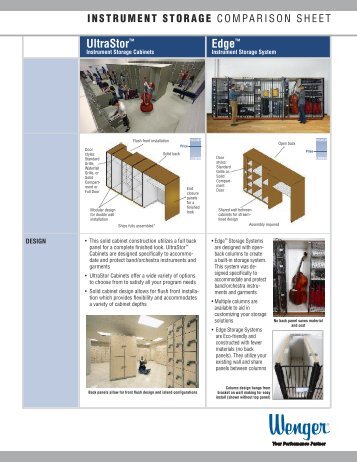 Instrument Storage Cabinet Comparison Sheet - Wenger Corporation