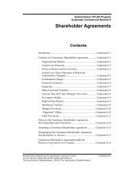 Shareholder Agreements - The Law Society of Saskatchewan