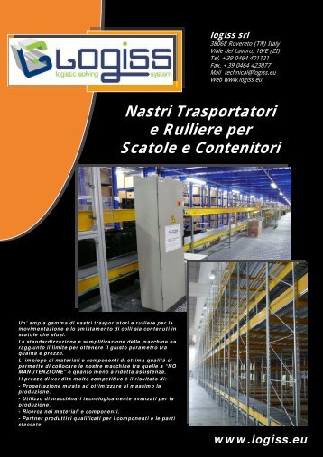 Logiss trasportatori a nastro, catalogo generale - Logismarket