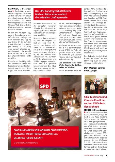 Roter Faden Ausgabe 01 2013 - SPD-Ortsverein Sehnde