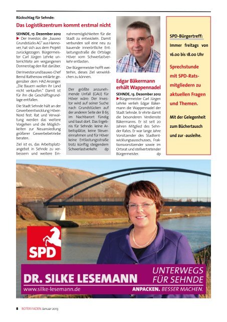 Roter Faden Ausgabe 01 2013 - SPD-Ortsverein Sehnde