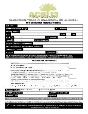 Downloadable Convention Registration Form - American College of ...