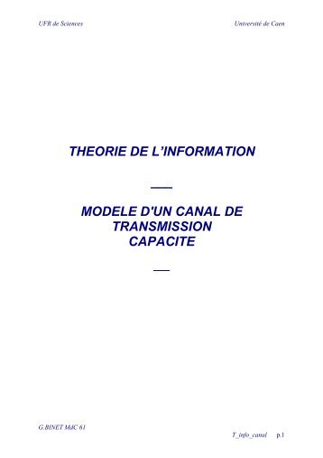 modele d'un canal de transmission capacite