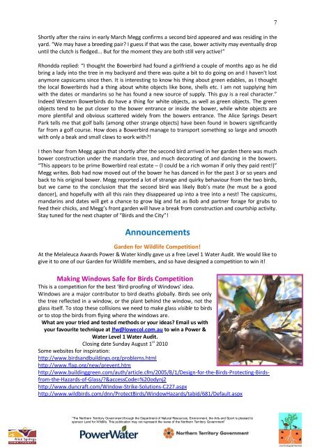GfW Jun 2010 - The Bowerbird Mystery (PDF 2 MB) - Land for Wildlife