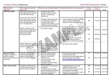 Example: Risk assessment in a warehouse - Forktruck Solutions Ltd.