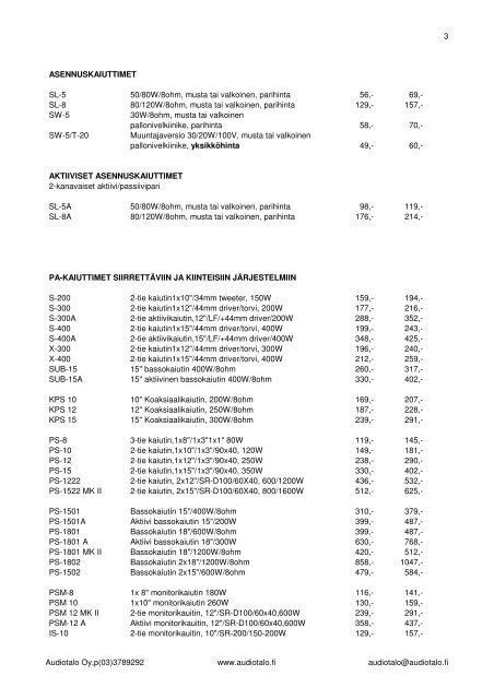 Sirus hinnasto 09-1.pdf - Audiotalo Oy