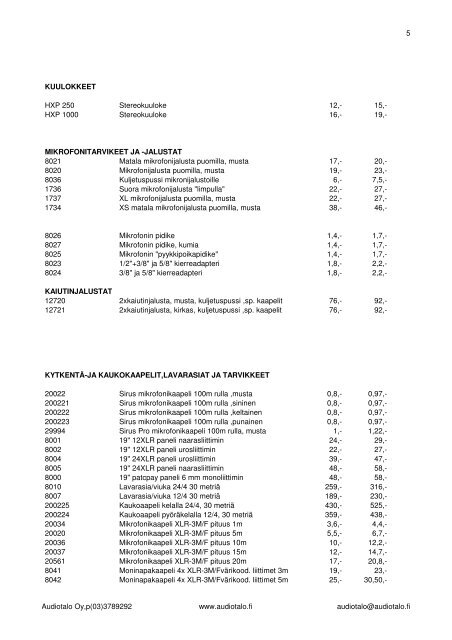 Sirus hinnasto 09-1.pdf - Audiotalo Oy