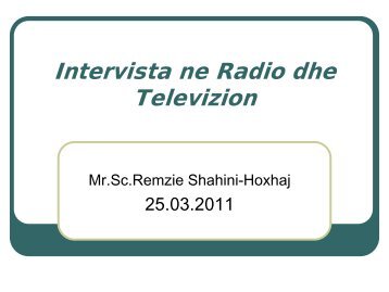Intervista ne Radio dhe Televizion - Gazetaria