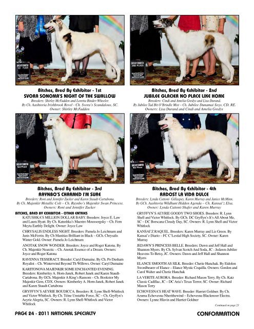 2011 National Supplement - Borzoi Club of America, Inc.