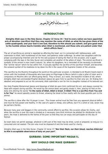 EID-ul-Adha & Qurbani - Noore Madinah Network