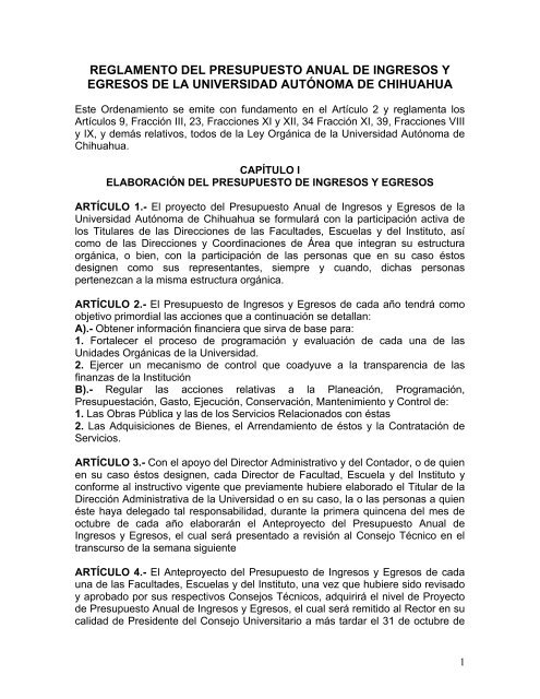 reglamento del presupuesto anual de ingresos y egresos de la ...