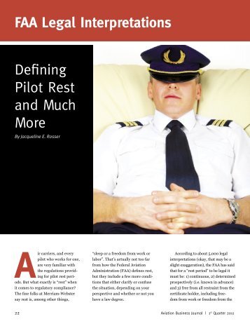 FAA Legal Interpretations Defining Pilot Rest and Much More - NATA