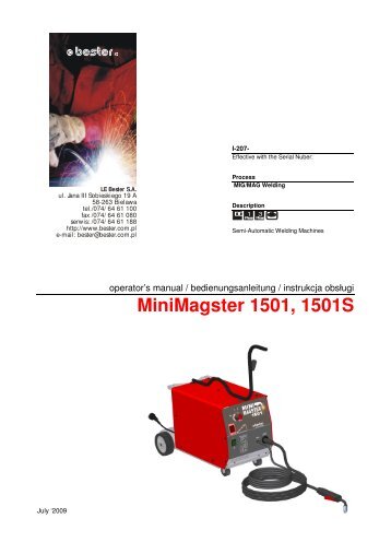 MiniMagster 1501, 1501S - Lincoln Electric - documentations