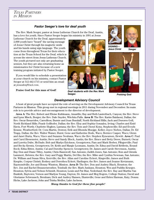 TEXAS MESSENGER - The Texas District of the Lutheran Church ...