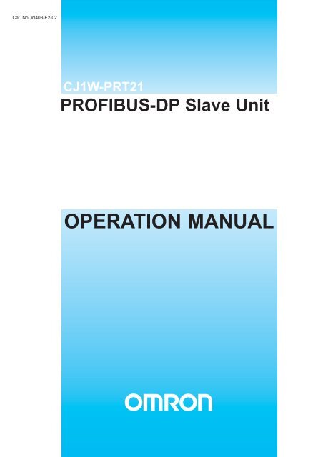 CJ1W-PRT21 PROFIBUS-DP Slave Unit Operation Manual