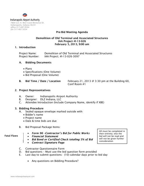 2.5.13 Pre-Bid Meeting Agenda.pdf - Indianapolis International Airport