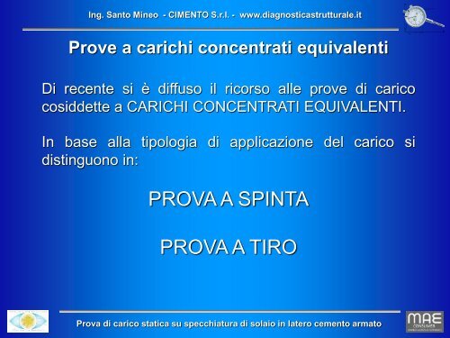 Le prove di carico