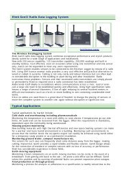 Eltek GenII Radio Data Logging System Typical Applications