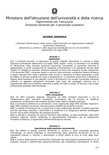 Accordo nazionale seconda posizione economica personale ATA ...