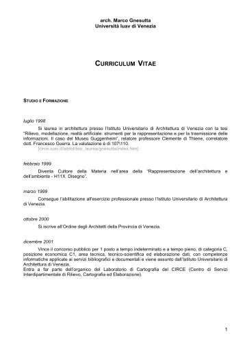 curriculum vitae (84KB) - Circe - IUAV di Venezia