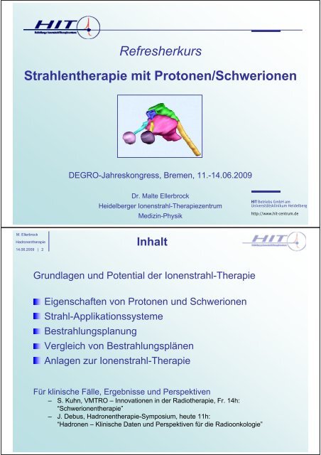 Refresherkurs Strahlentherapie mit Protonen ... - Wcenter.de