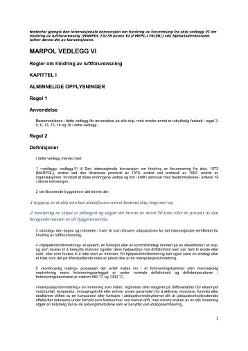 MARPOL VI oversatt.pdf - SjÃ¸fartsdirektoratet