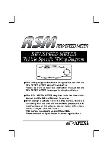REV/SPEED METER VehicleSpecificWiringDiagram - APEXi USA