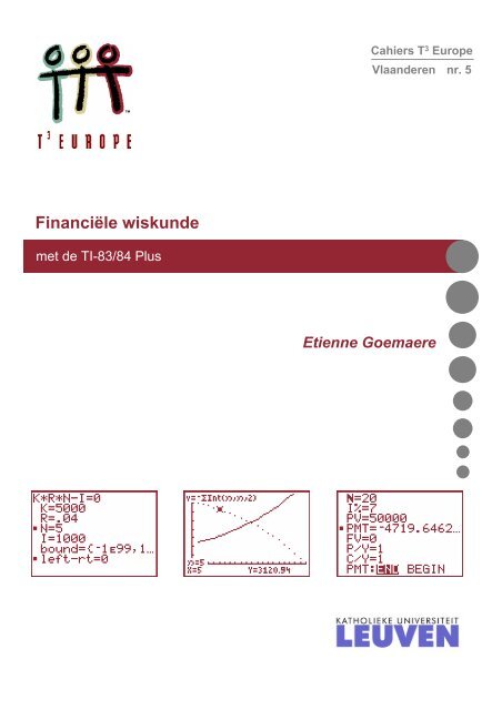 Cahier 5: FinanciÃ«le wiskunde met de TI-83/84 Plus