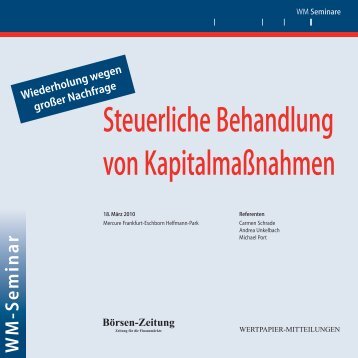 Steuerliche Behandlung von KapitalmaÃŸnahmen - WM Datenservice