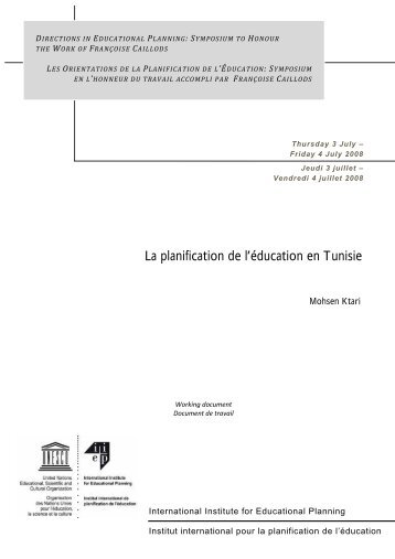 La planification de l'Ã©ducation en Tunisie - IIEP