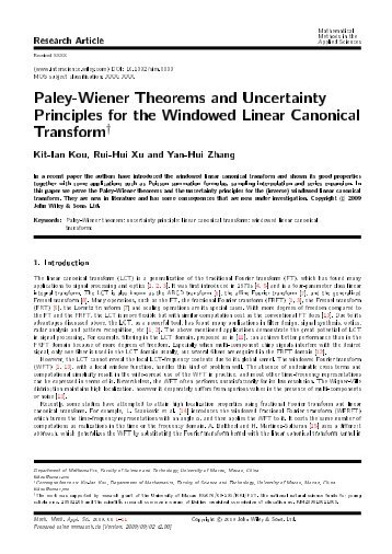 Paley-Wiener Theorems and Uncertainty Principles for the ...