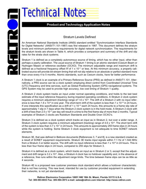 Stratum Levels Defined - Jackson Labs Technologies, Inc.