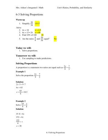 6-3 Solving Proportions notes