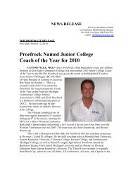 Proefrock Named Junior College Coach of the Year for 2010