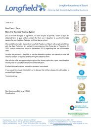 Letter to Parents re signature for cashless catering - Longfield ...