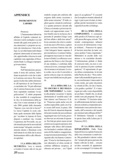 Notiziario - Provincia di Cristo Re dei Frati Minori dell'Emilia Romagna