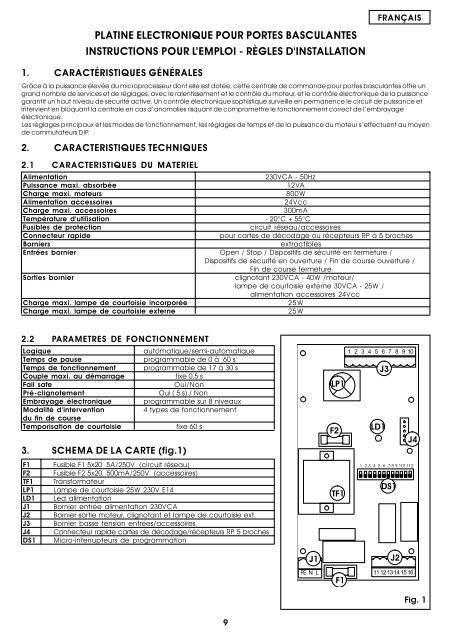 apparecchiatura elettronica per basculanti control board for ... - Faac