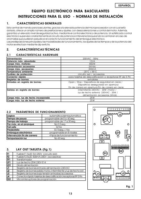 apparecchiatura elettronica per basculanti control board for ... - Faac