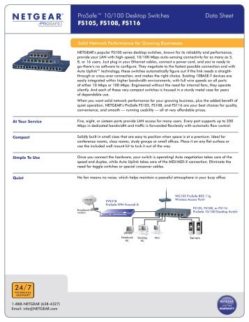 ProSafeâ¢ 10/100 Desktop Switches Data Sheet FS105 ... - Domex