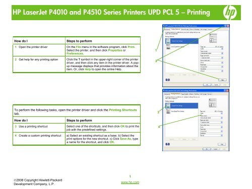 HP LaserJet P4010 and P4510 Series Printers UPD PCL 5 Printing ...