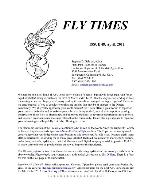 Fly Times Issue 48, April 2012 - North American Dipterists Society