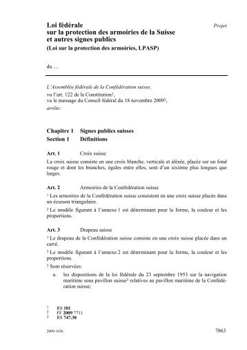 Loi fédérale sur la protection des armoiries de la Suisse et autres ...