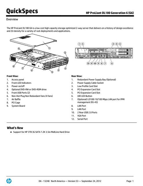 Visible Trascender Cumplir HP ProLiant DL180 Generation 6 (G6) - Hewlett Packard