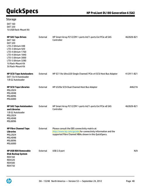 HP ProLiant DL180 Generation 6 (G6) - Hewlett Packard