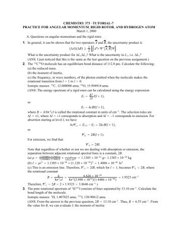 Angular momentum, rigid rotor and the hydrogen atom - Cobalt